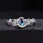 Ring with Crescent Moon and Silver Zircon