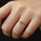 Ring with Stone and Zircon Water Drop