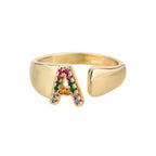 Wide Personalized Rainbow Initial Ring a