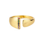 Wide Personalized Rainbow Initial Ring i
