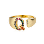 Wide Personalized Rainbow Initial Ring q