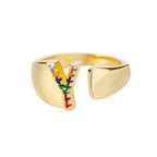 Wide Personalized Rainbow Initial Ring y