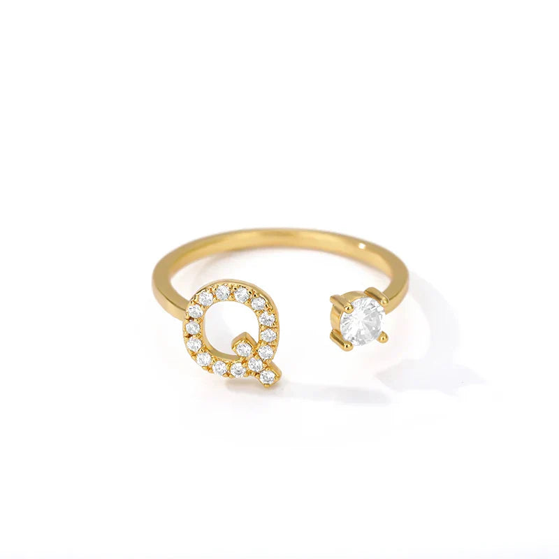 Personalized ring with initial q