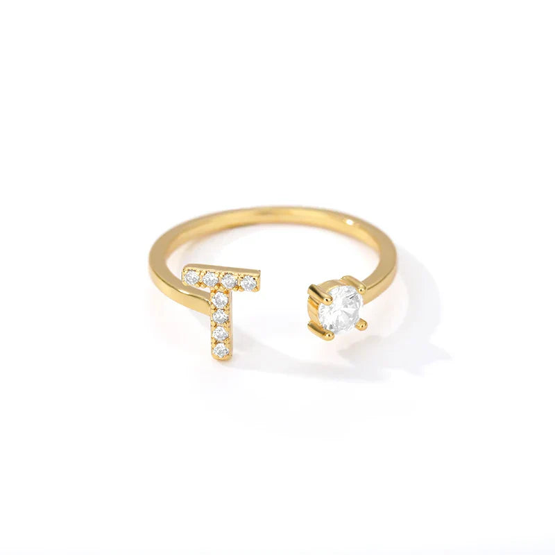 Personalized ring with initial t