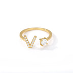 Personalized ring with initial v