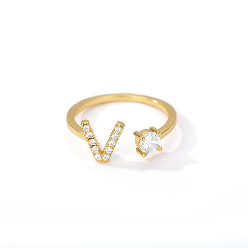 Personalized ring with initial v