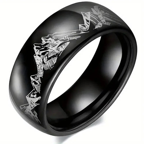 Ring with Mountains for Men black