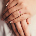 Ring with small round birthstones for women