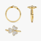 Three-Leaf Clover Ring in Zircon