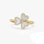 Three-Leaf Clover Ring in Zircon