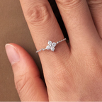 Four-Leaf Clover Ring with Zircon