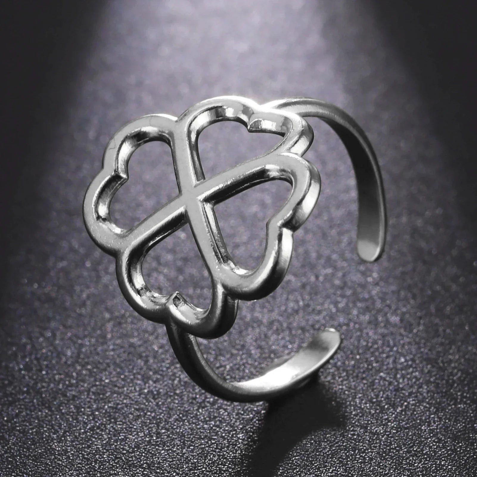 Four-Leaf Clover Ring for Women silver