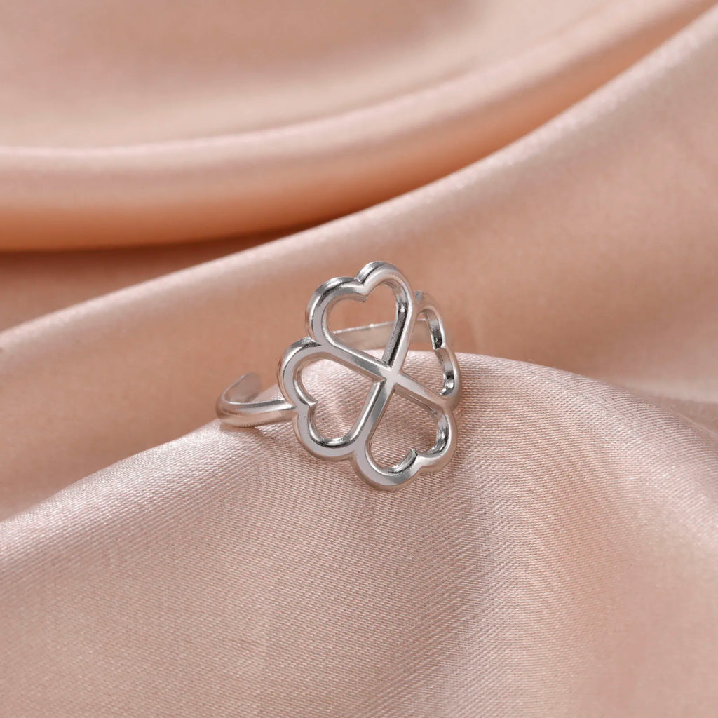 Four-Leaf Clover Ring for Women silver