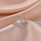 Four-Leaf Clover Ring for Women silver