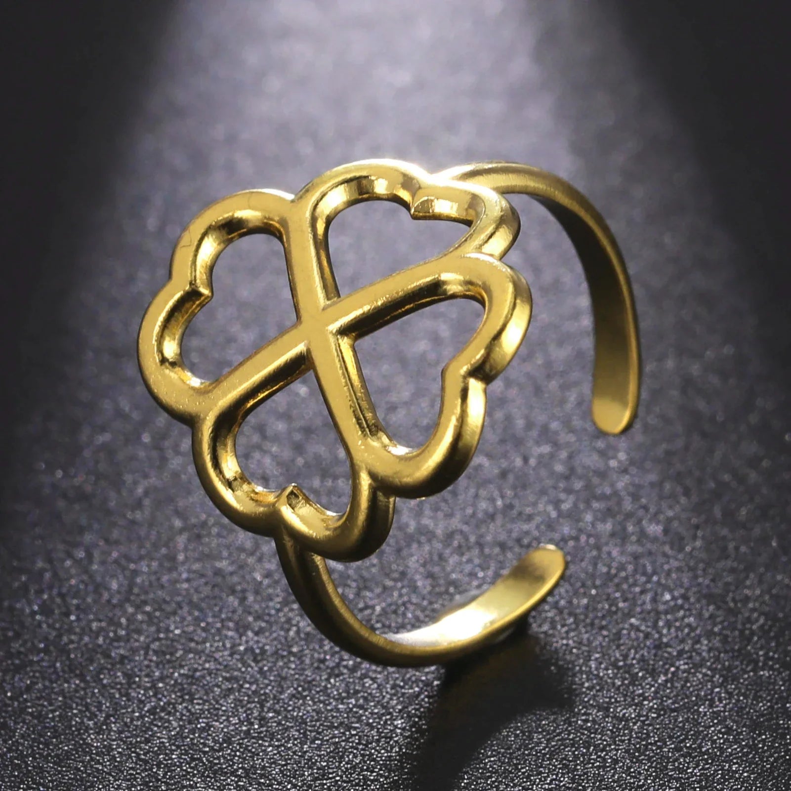 Four-Leaf Clover Ring for Women gold