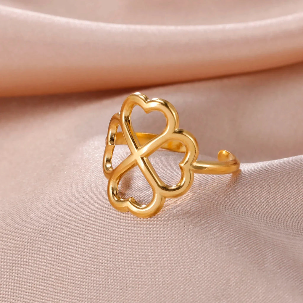 Four-Leaf Clover Ring for Women gold