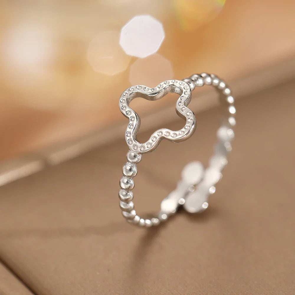 Ring with Four-Leaf Clover for Women silver