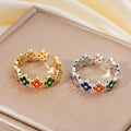 Ring with Colored Four-Leaf Clovers in Gold Zircon