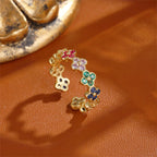 Ring with Colored Four-Leaf Clovers in Gold Zircon