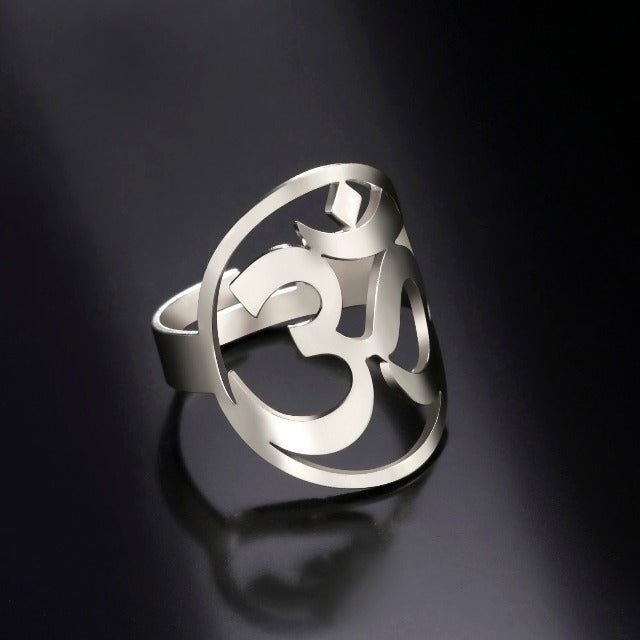 Tibetan Om Buddhist Ring Signet Band Men Women Silver