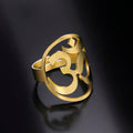Tibetan Om Buddhist Ring Signet Band Men Women Gold