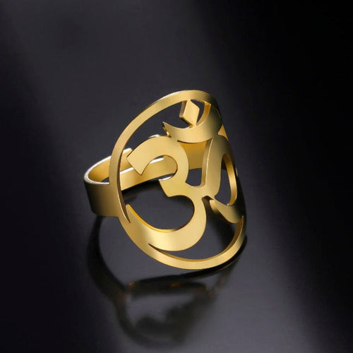 Tibetan Om Buddhist Ring Signet Band Men Women Gold
