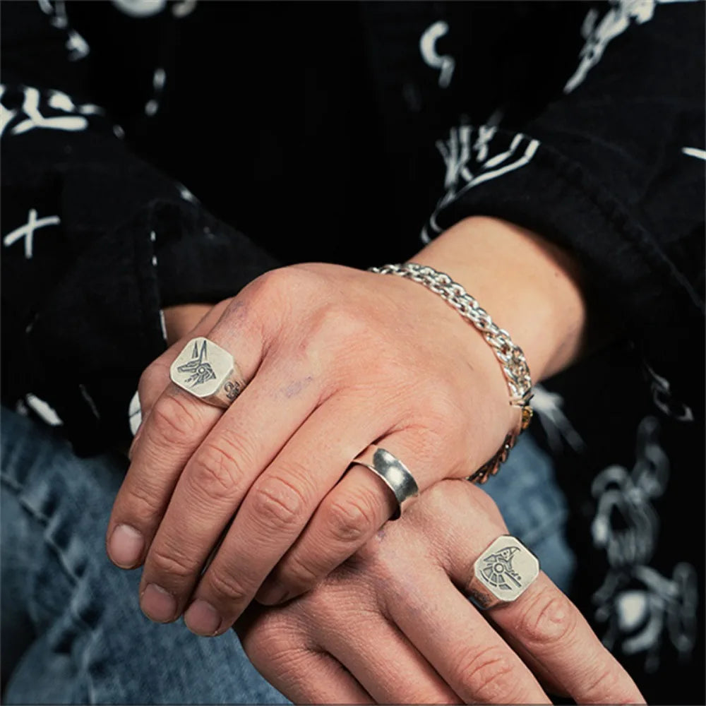 Egyptian Style Eye of Horus Square Ring