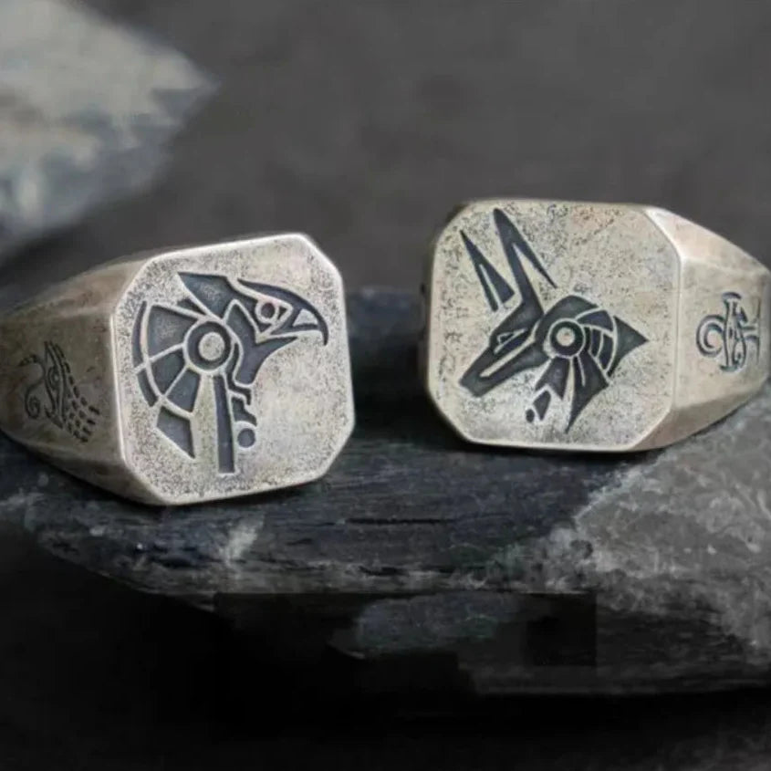 Egyptian Style Anubis Square Ring