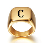 Large personalized men's ring with initial c