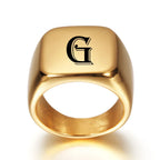 Large personalized men's ring with initial g