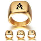 Large personalized men's ring with initial