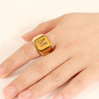 Large personalized men's ring with initial