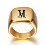 Large personalized men's ring with initial m