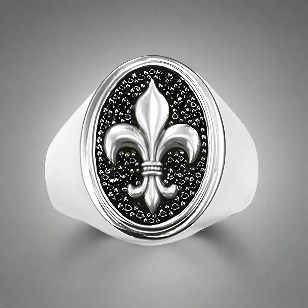 Silver Fleur-de-Lis Signet Ring