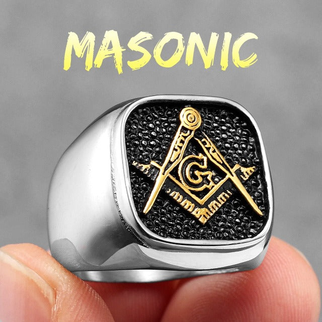 Freemasonry Signet Ring Men’s Ring Silver Gold