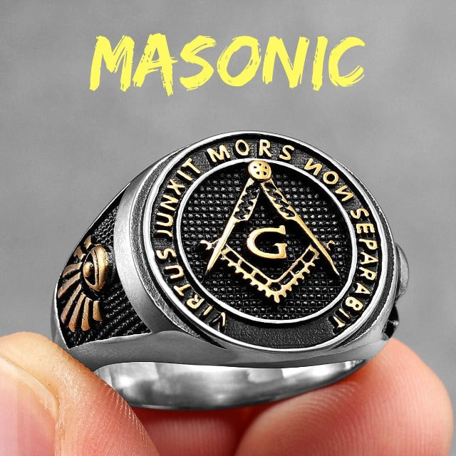 Freemasonry Signet Ring Men’s Ring Silver Gold