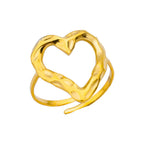 Women’s Adjustable Heart Ring Gold