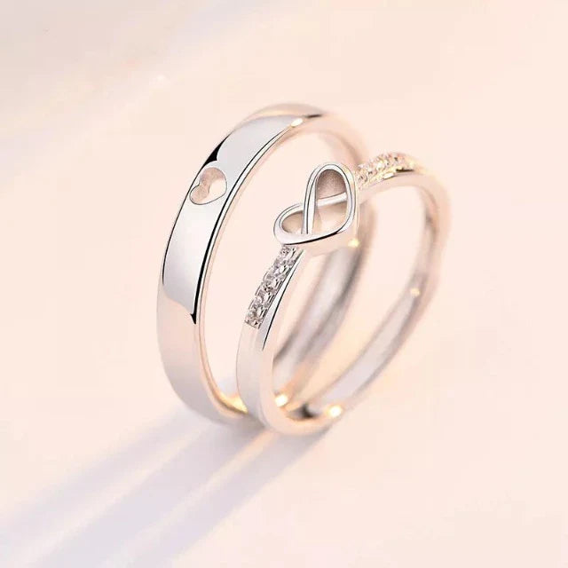 Silver Heart and Diamond Ring (Set of 2)