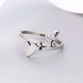 Silver Heart Initial Ring A
