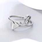 Silver Heart Initial Ring B