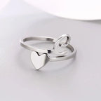 Silver Heart Initial Ring C