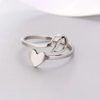 Silver Heart Initial Ring D
