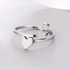 Silver Heart Initial Ring E