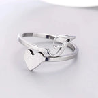 Silver Heart Initial Ring F