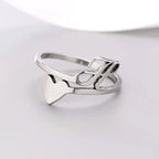Silver Heart Initial Ring H