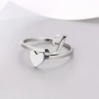 Silver Heart Initial Ring I