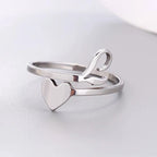 Silver Heart Initial Ring L