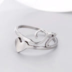 Silver Heart Initial Ring N