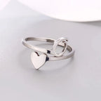 Silver Heart Initial Ring O