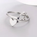 Silver Heart Initial Ring Q
